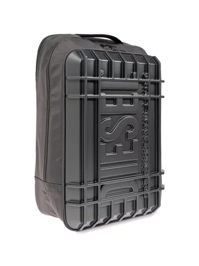 Diesel Embossed Logo Hard-shell Backpack In Gray