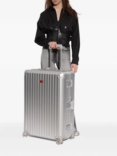 Diesel Grooved Suitcase In Silver