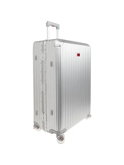 Diesel Grooved Suitcase In Silver