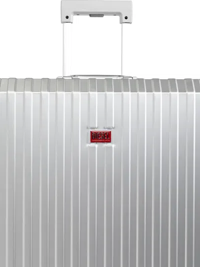 Diesel Grooved Suitcase In Silver