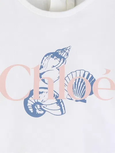 Chloé Seashell-print Logo-print T-shirt In Multi