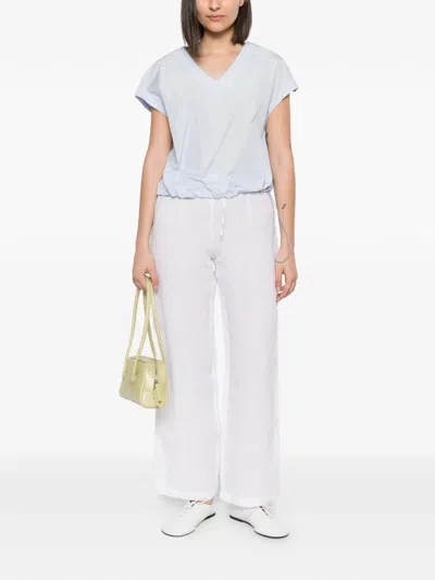Herno Polyester Drawstring-hem V-neck Top In Blue