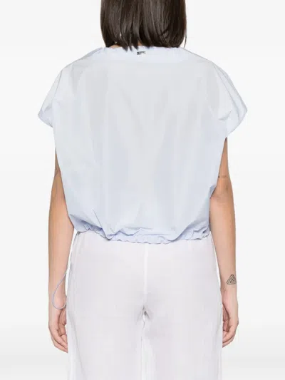 Herno Polyester Drawstring-hem V-neck Top In Blue