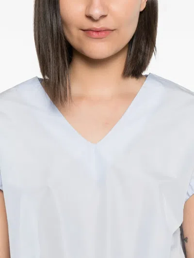 Herno Polyester Drawstring-hem V-neck Top In Blue
