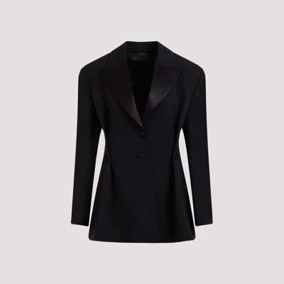 Givenchy Pleated Single-breasted Wool Blazer In Black