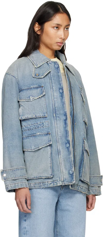 Agolde Aubrey Distressed Denim Jacket In Blue