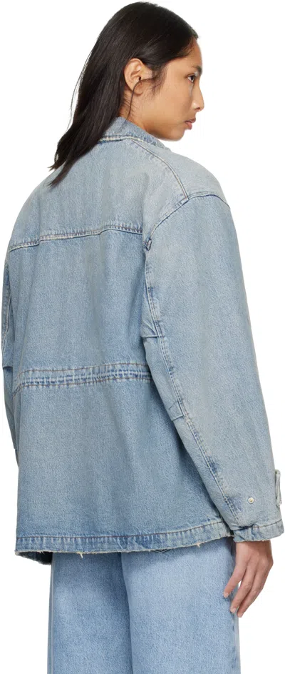Agolde Aubrey Distressed Denim Jacket In Blue