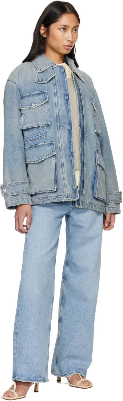 Agolde Aubrey Distressed Denim Jacket In Blue