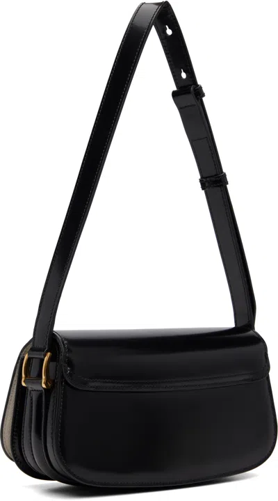 Ami Alexandre Mattiussi Paris Paris Black Shoulder Bag With Adc Plaque On The Front And Adjustable Shoulder Strap In Leather