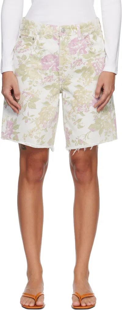 Citizen Of Humanity Citizens Of Humanity Ayla High Waist Raw Hem Cutoff Denim Bermuda Shorts In Multi