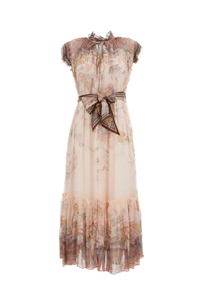 Zimmermann Alchemy Belted Paisley-print Chiffon Midi Dress In Brown