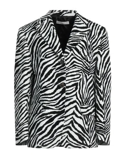 Alessandra Rich Oversized Velvet Zebra Print Jacket In Black