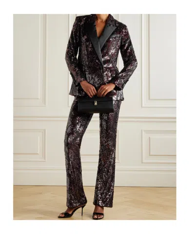 Veronica Beard Collier Sequined Satin Flared Pants In Black