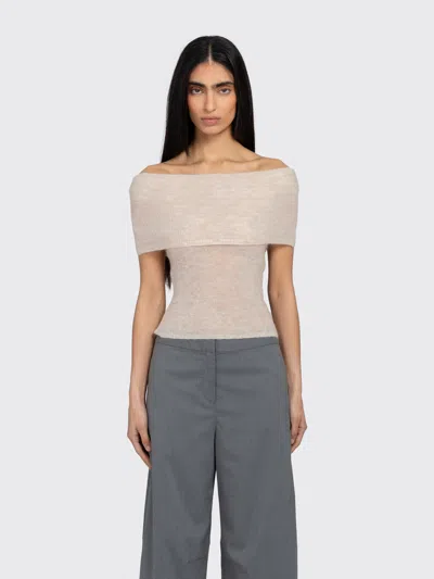 Samsoe & Samsoe Sahera Off-the-shoulder Foldover Top In Neutral
