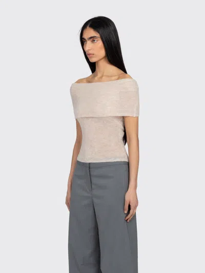 Samsoe & Samsoe Sahera Off-the-shoulder Foldover Top In Neutral