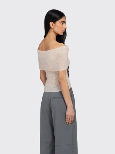 Samsoe & Samsoe Sahera Off-the-shoulder Foldover Top In Neutral