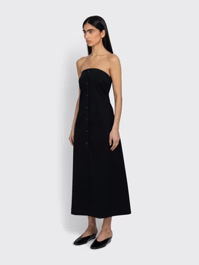 Samsoe & Samsoe Sahya Strapless Button-front Dress In Black