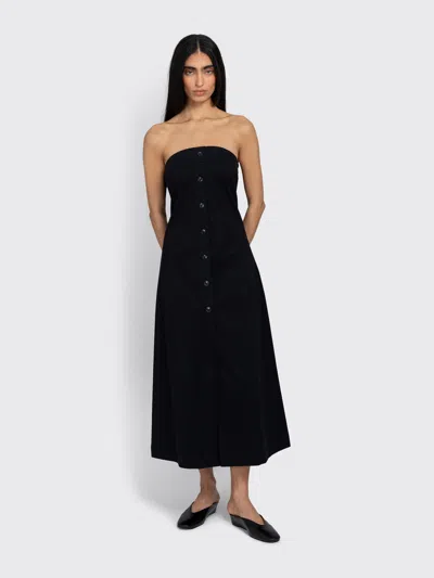 Samsoe & Samsoe Sahya Strapless Button-front Dress In Black