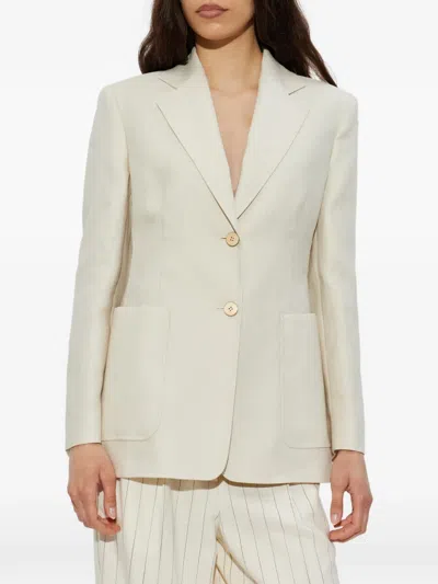 Max Mara Two-button Patch-pocket Jacket In White