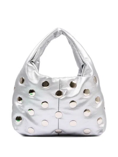 Msgm Studded Handbag In Silver