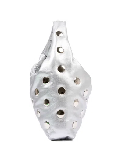 Msgm Studded Handbag In Silver
