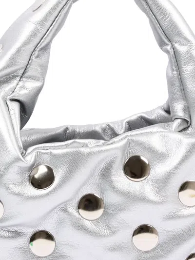 Msgm Studded Handbag In Silver