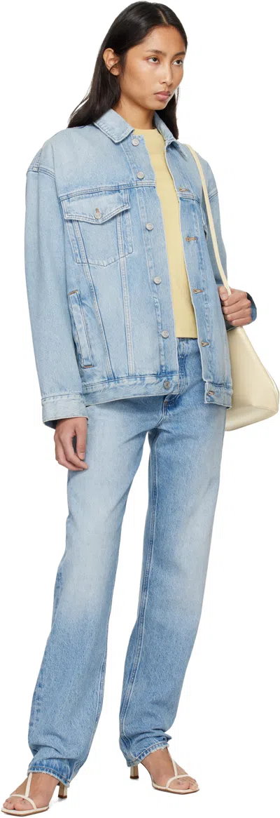 Agolde 90's Pinch Waist Long Frayed High-rise Straight-leg Jeans In Blue
