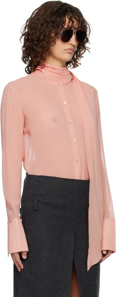 Acne Studios Pink Silk Shirt In Multi