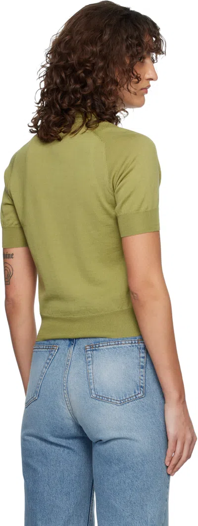 Ami Alexandre Mattiussi Green Wool Short Sleeves Ami De Coeur Polo Green