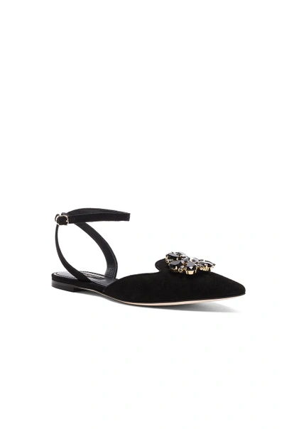 Shop Dolce & Gabbana Suede Belucci Flats In Black