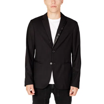 Armani Exchange Black Polyester Blazer In Black