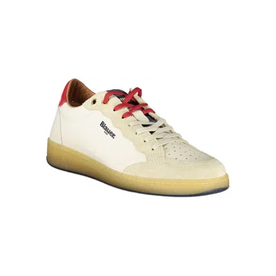Blauer White Leather Men Sneaker In Neutral