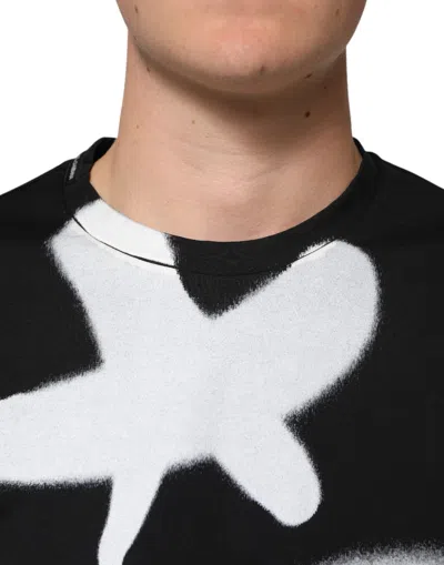 Dolce & Gabbana Cotton Dg Logo Graffiti Short Sleeve T Shirt In Black