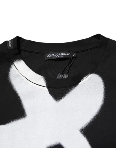 Dolce & Gabbana Cotton Dg Logo Graffiti Short Sleeve T Shirt In Black