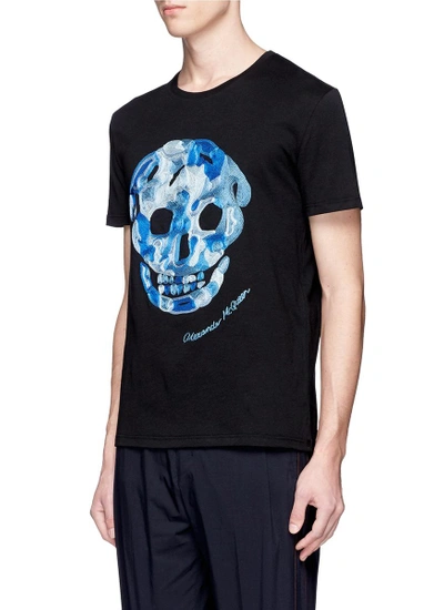 Shop Alexander Mcqueen Skull Embroidered Organic Cotton T-shirt