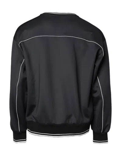 Dolce & Gabbana Black Logo Polyester Crew Neck Men Pullover Sweater In Black