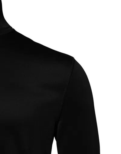 Dolce & Gabbana Black Polyester Turtleneck Pullover Sweater In Black