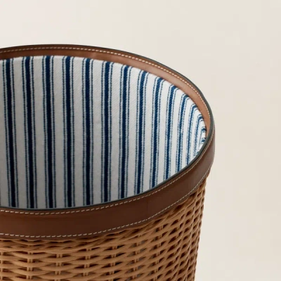 Ralph Lauren Bailey Waste Bin In Saddle In Pattern