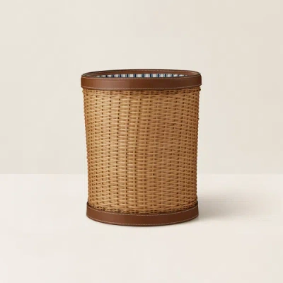 Ralph Lauren Bailey Waste Bin In Saddle In Pattern