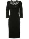 DOLCE & GABBANA DOLCE & GABBANA LACE-INSERT FITTED DRESS - BLACK,F63A3ZFURDV11867220