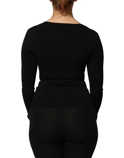Dolce & Gabbana Black Square Neck Long Sleeves Pullover Top In Black