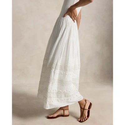Polo Ralph Lauren Womens White Sleeveless Lace-trim Stretch-cotton Tank Dress