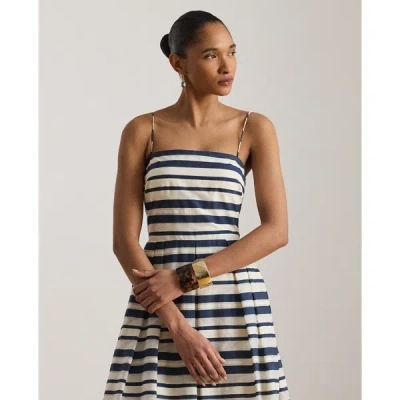 Ralph Lauren Striped Satin Sleeveless Cocktail Dress In Multi