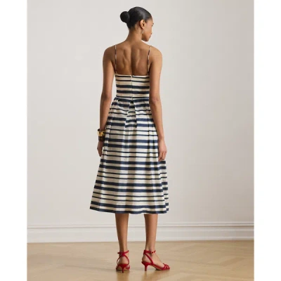 Ralph Lauren Striped Satin Sleeveless Cocktail Dress In Multi