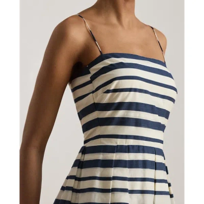 Ralph Lauren Striped Satin Sleeveless Cocktail Dress In Multi
