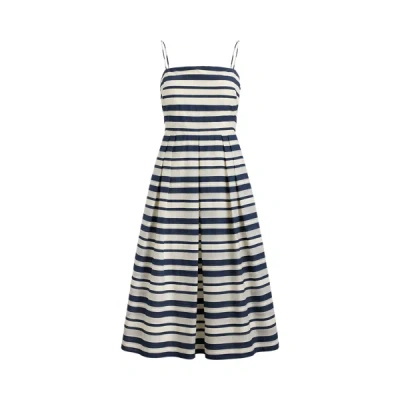 Ralph Lauren Striped Satin Sleeveless Cocktail Dress In Multi