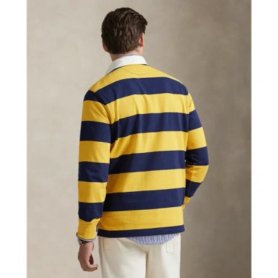 Polo Ralph Lauren Long Sleeve Jersey Knit Society Bear Rugby Shirt In Yellow