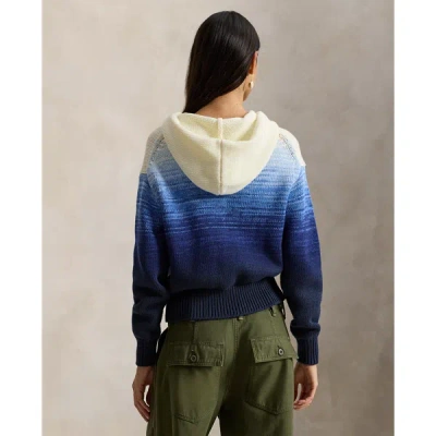 Polo Ralph Lauren Ombre Cotton Hoodie Knitwear Blue In Multi
