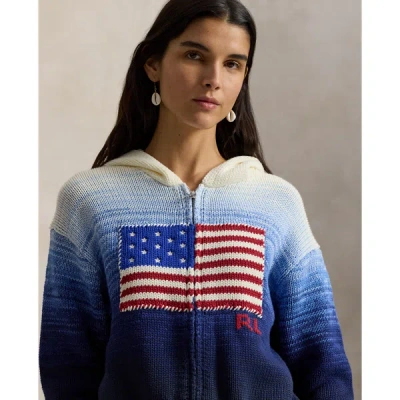 Polo Ralph Lauren Ombre Cotton Hoodie Knitwear Blue In Multi
