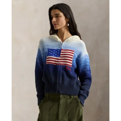 Polo Ralph Lauren Ombre Cotton Hoodie Knitwear Blue In Multi